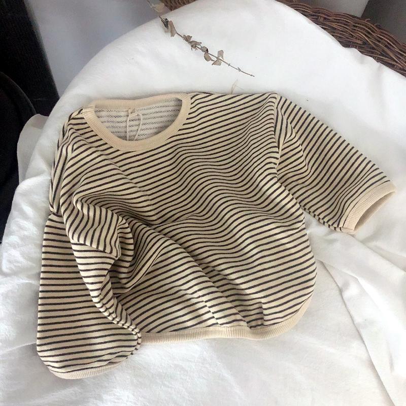 VIDMID boys sweaters tees spring long sleeve Korean loose striped tops children's T-shirts all-match bottoming girl shirts P4326