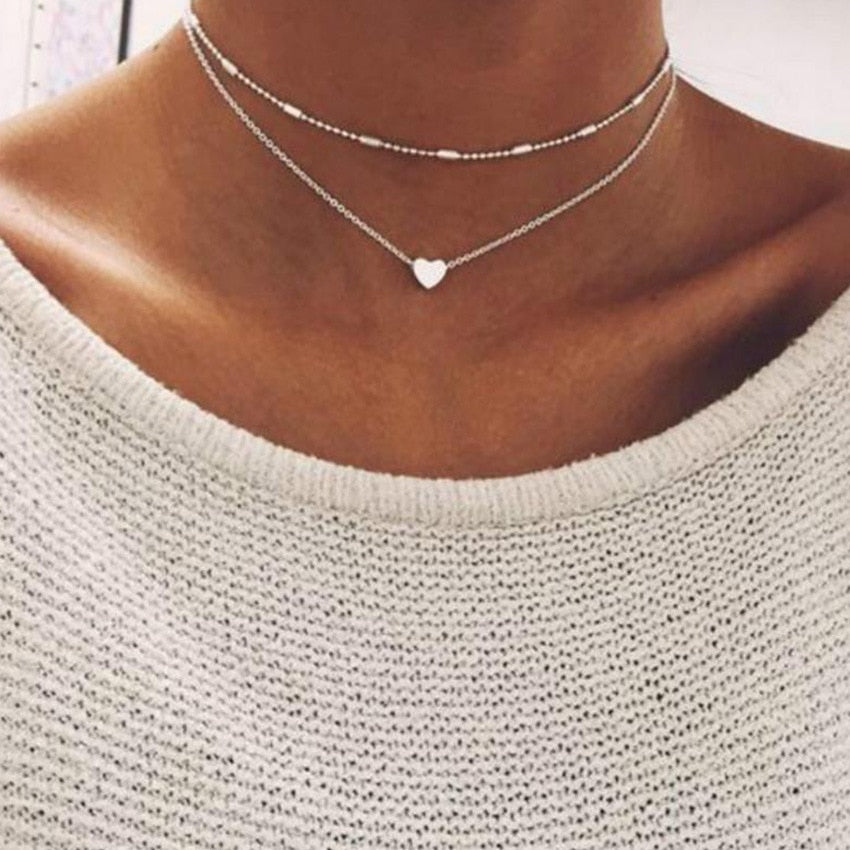 Vintage Multilayer Pendant Butterfly Necklace for Women Butterflies Moon Star Charm Choker Necklaces Boho Fashion Jewelry Gift