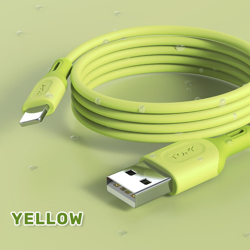 TOPK AN84 مايكرو USB نوع C كابل ل شاومي redmi نوت 9 3A شحن سريع السائل سيليكون الهاتف المحمول كابل البيانات لسامسونج