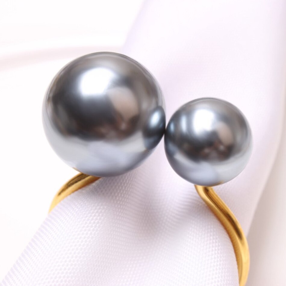 Set Of 6 Napkin Rings Holder Beads Simple And Elegant For Wedding Decoration Dinner Parties Housewarming Gift Everyday Use