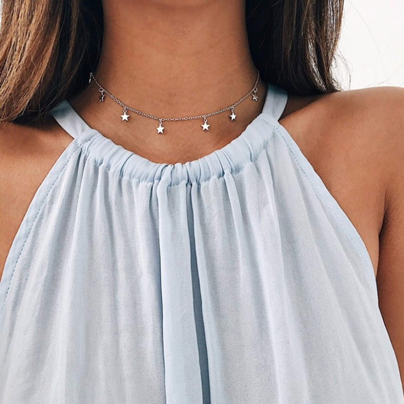 Vintage Multilayer Pendant Butterfly Necklace for Women Butterflies Moon Star Charm Choker Necklaces Boho Fashion Jewelry Gift