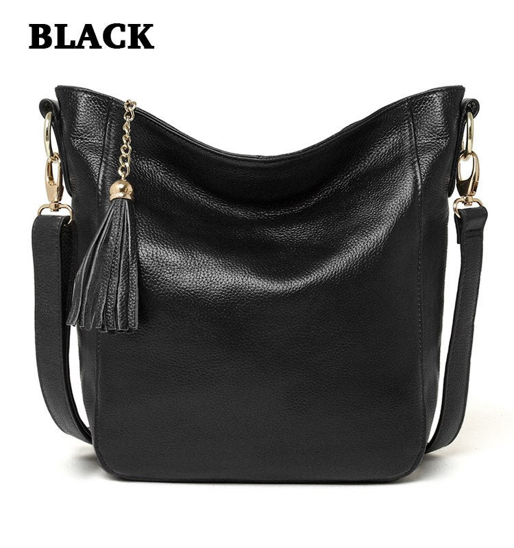 Everyday Use 100% cowhide Female Tassels HOBO,Women GENUINE LEATHER Shoulder bag, Top Layer Leather Messenger Crossbody bag A066