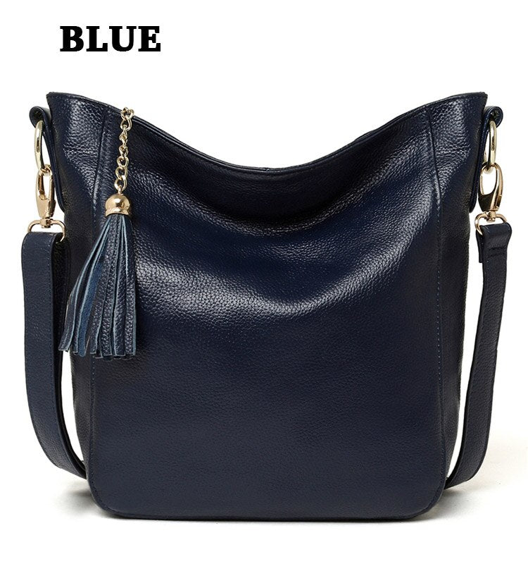 Everyday Use 100% cowhide Female Tassels HOBO,Women GENUINE LEATHER Shoulder bag, Top Layer Leather Messenger Crossbody bag A066
