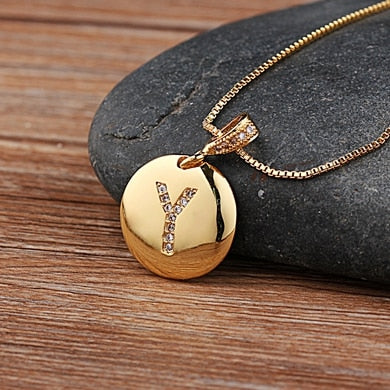 Nidin Top Quality Women Girls Initial Letter Necklace 26 A-Z Charm Neck Pendants Copper CZ Jewelry Personal Gifts Wholesale