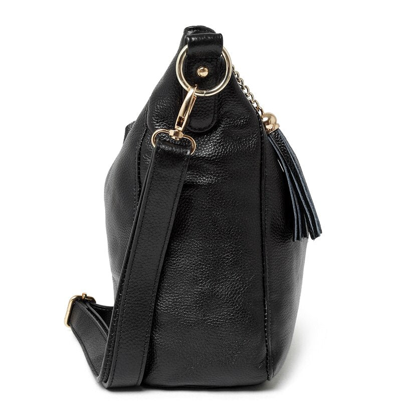 Everyday Use 100% cowhide Female Tassels HOBO,Women GENUINE LEATHER Shoulder bag, Top Layer Leather Messenger Crossbody bag A066