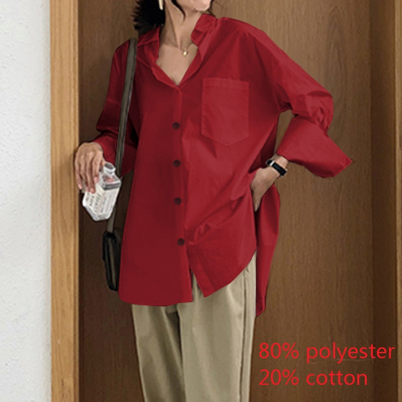 Celmia 2023 Fashion Shirts White Tunic Tops Autumn Women Long Sleeve Blouse Casual Solid Button Asymmetrical Loose Party Blusas