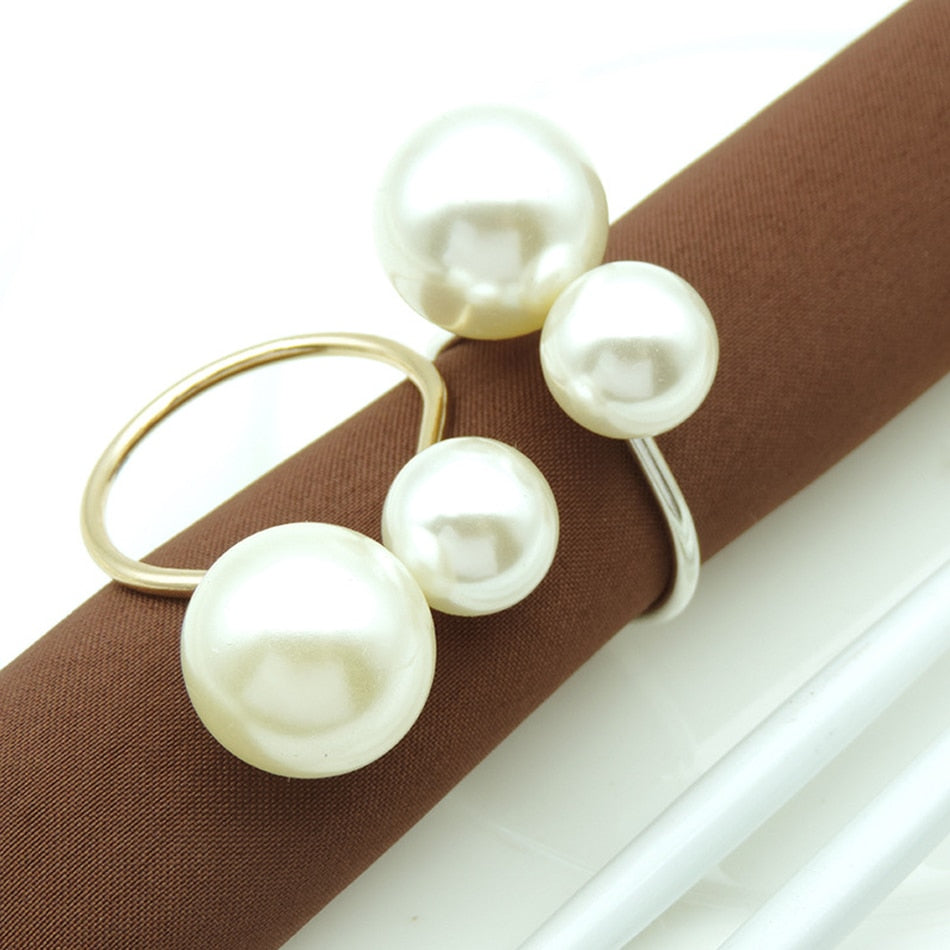 Set Of 6 Napkin Rings Holder Beads Simple And Elegant For Wedding Decoration Dinner Parties Housewarming Gift Everyday Use