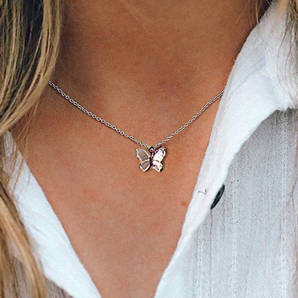 Vintage Multilayer Pendant Butterfly Necklace for Women Butterflies Moon Star Charm Choker Necklaces Boho Fashion Jewelry Gift