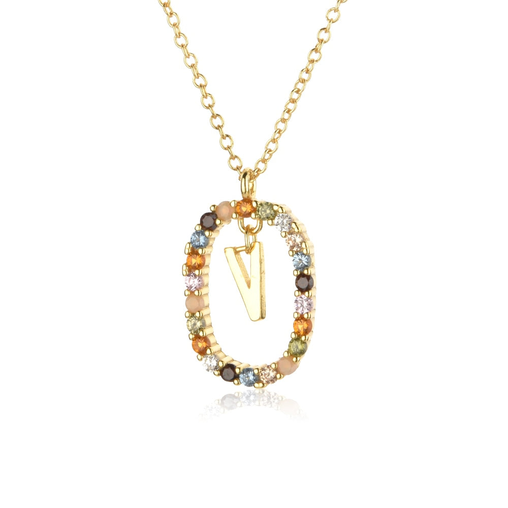 ANDYWEN 925 Sterling Silver Gold Letters A - Z Initial M S C K Alphabet Pendente Long Chain Necklace Say My Name Fine Jewelry