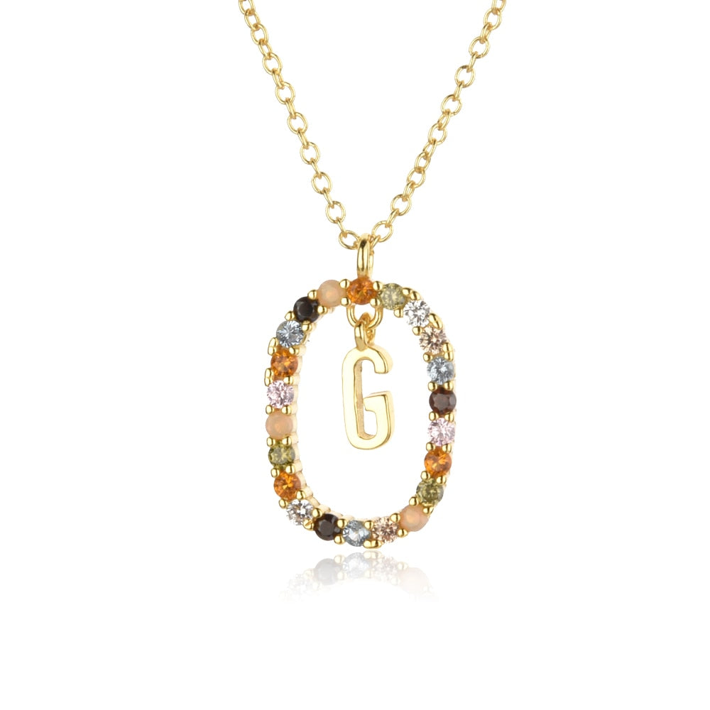 ANDYWEN 925 Sterling Silver Gold Letters A - Z Initial M S C K Alphabet Pendente Long Chain Necklace Say My Name Fine Jewelry