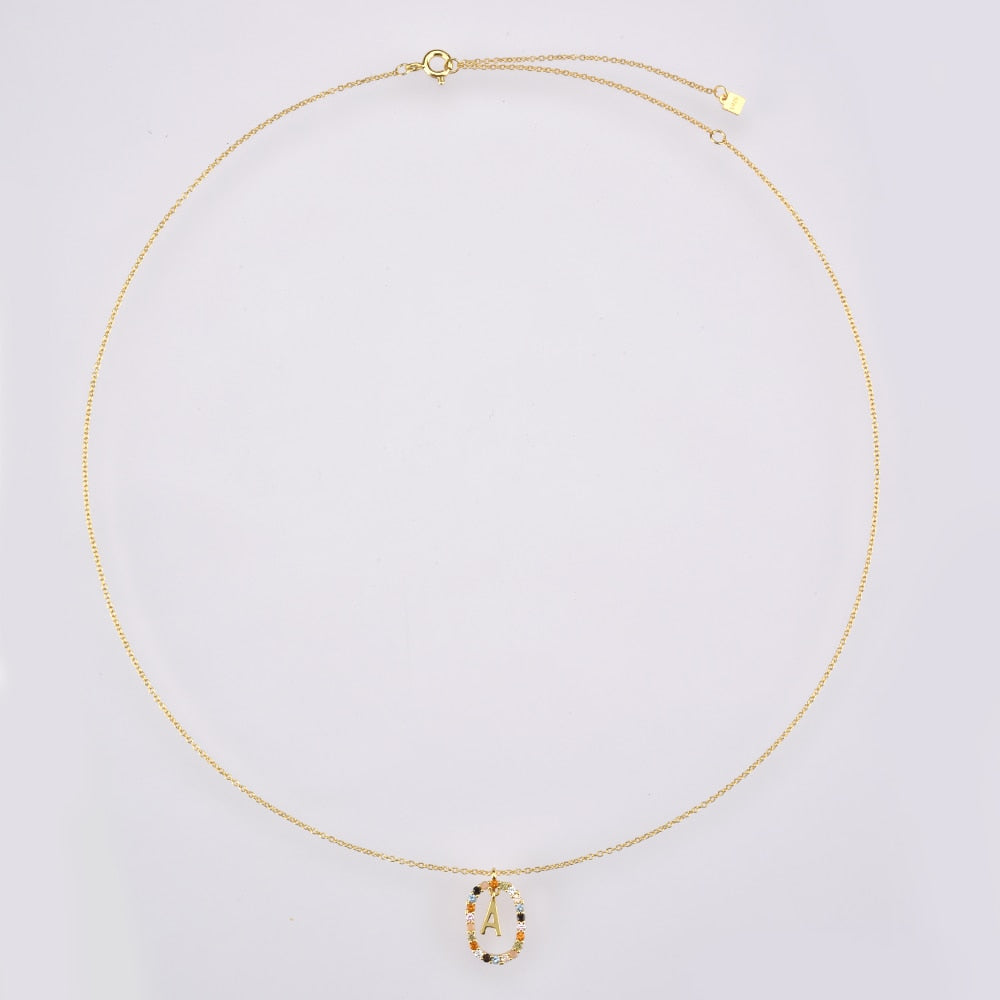 ANDYWEN 925 Sterling Silver Gold Letters A - Z Initial M S C K Alphabet Pendente Long Chain Necklace Say My Name Fine Jewelry