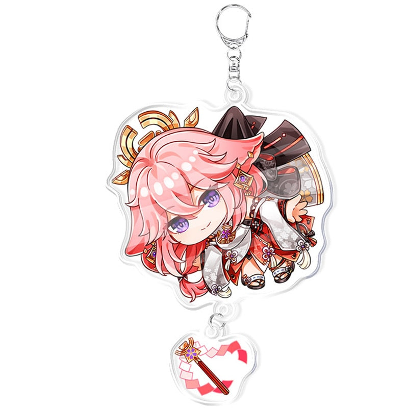 Anime Genshin Impact Keychain Cartoon Cosplay Keychains with pendant metal Car key chain Key Ring Men Women Baby Jewelry Gift