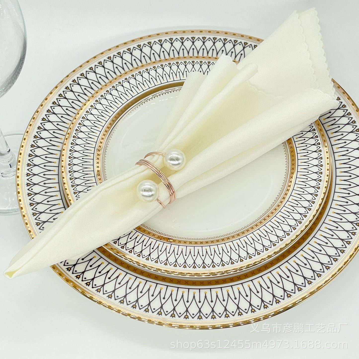 Set Of 6 Napkin Rings Holder Beads Simple And Elegant For Wedding Decoration Dinner Parties Housewarming Gift Everyday Use