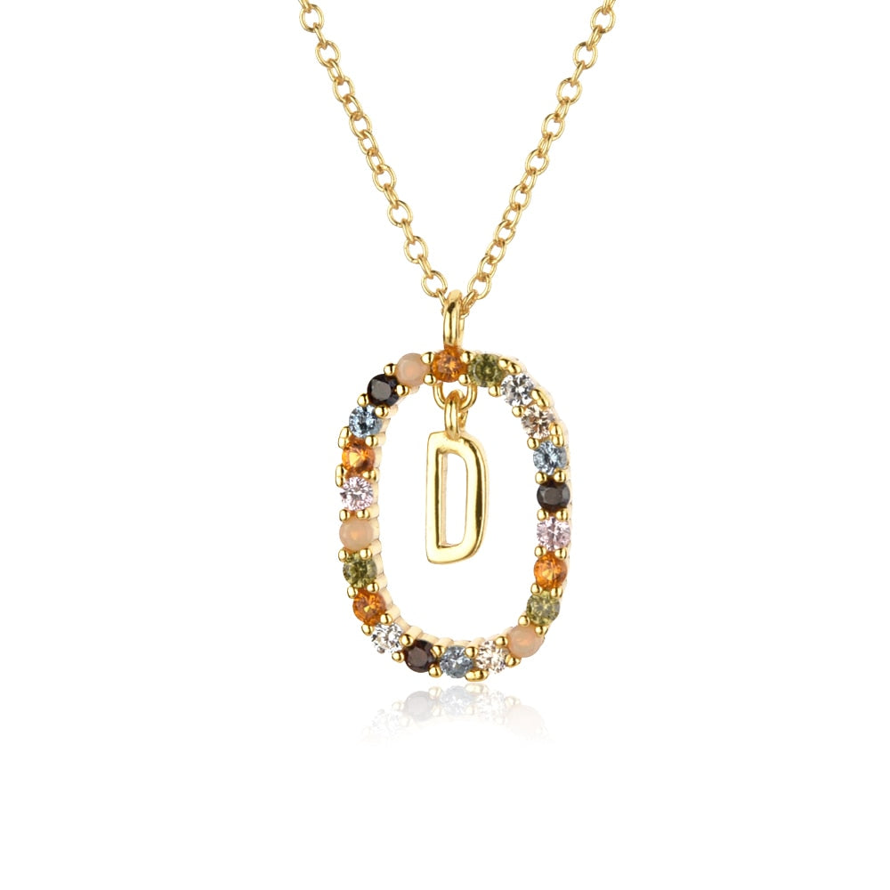 ANDYWEN 925 Sterling Silver Gold Letters A - Z Initial M S C K Alphabet Pendente Long Chain Necklace Say My Name Fine Jewelry