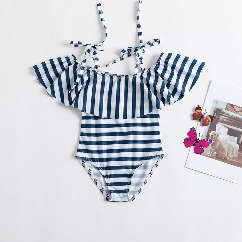 2023 Summer 1-5 years Girls Swimsuit One Piece Swimsuit Flower Leopard Printing Swimwear For Children Summer Bikini Bathing Suit