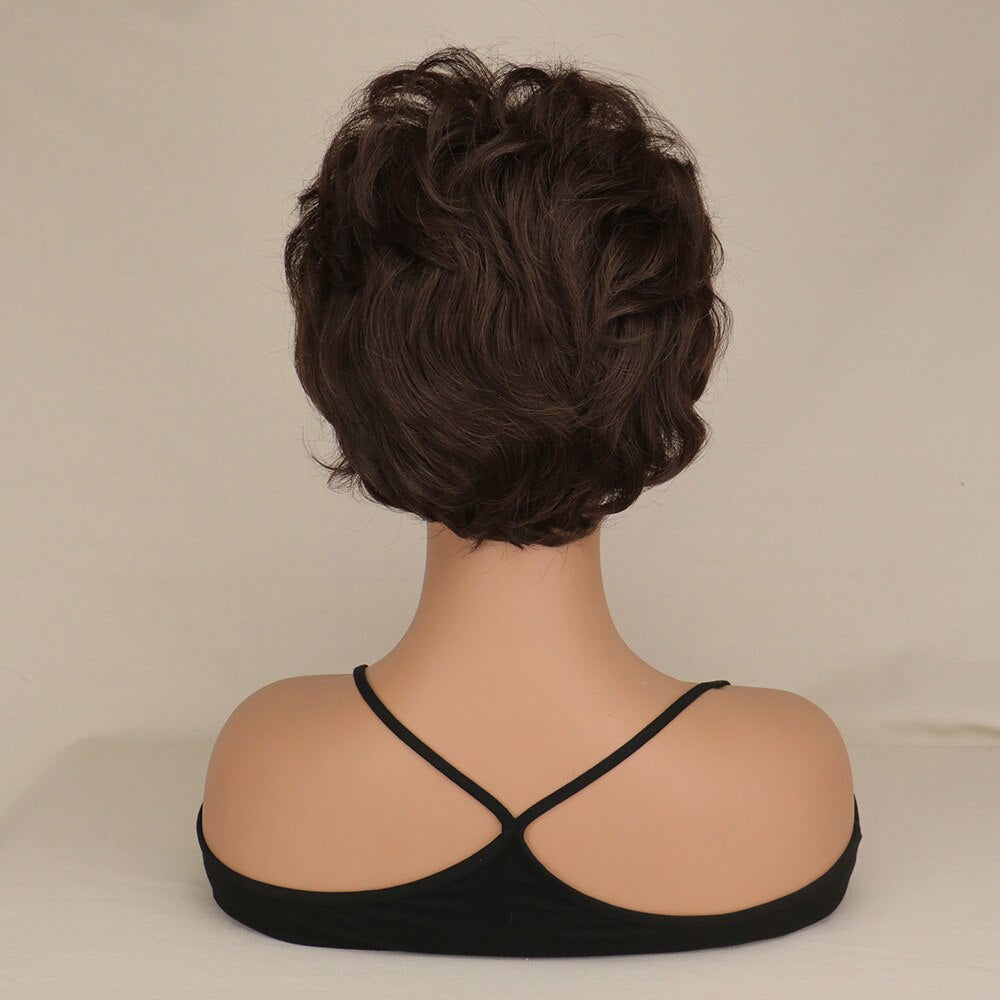 SuQ Synthetic Hair Mix Color Short Natural Full wig Women's Heat Resistant Wig For Women Everyday Wigs