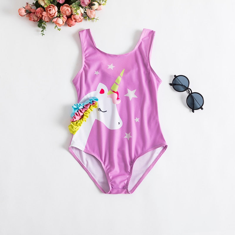 2023 Summer 1-5 years Girls Swimsuit One Piece Swimsuit Flower Leopard Printing Swimwear For Children Summer Bikini Bathing Suit