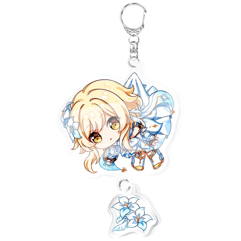 Anime Genshin Impact Keychain Cartoon Cosplay Keychains with pendant metal Car key chain Key Ring Men Women Baby Jewelry Gift