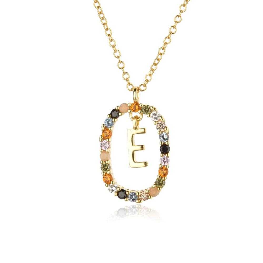 ANDYWEN 925 Sterling Silver Gold Letters A - Z Initial M S C K Alphabet Pendente Long Chain Necklace Say My Name Fine Jewelry