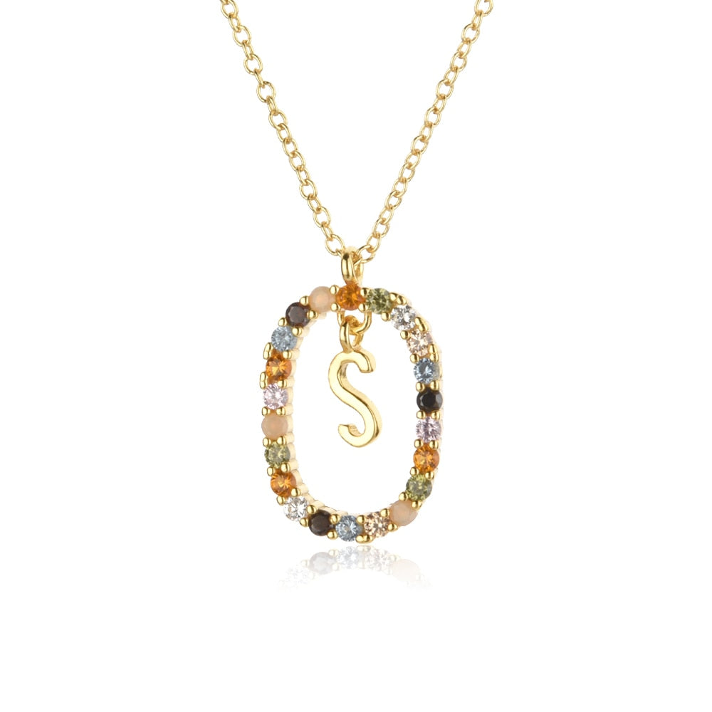ANDYWEN 925 Sterling Silver Gold Letters A - Z Initial M S C K Alphabet Pendente Long Chain Necklace Say My Name Fine Jewelry