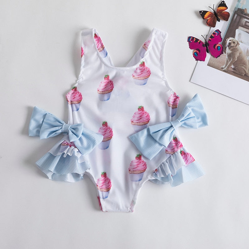 2023 Summer 1-5 years Girls Swimsuit One Piece Swimsuit Flower Leopard Printing Swimwear For Children Summer Bikini Bathing Suit
