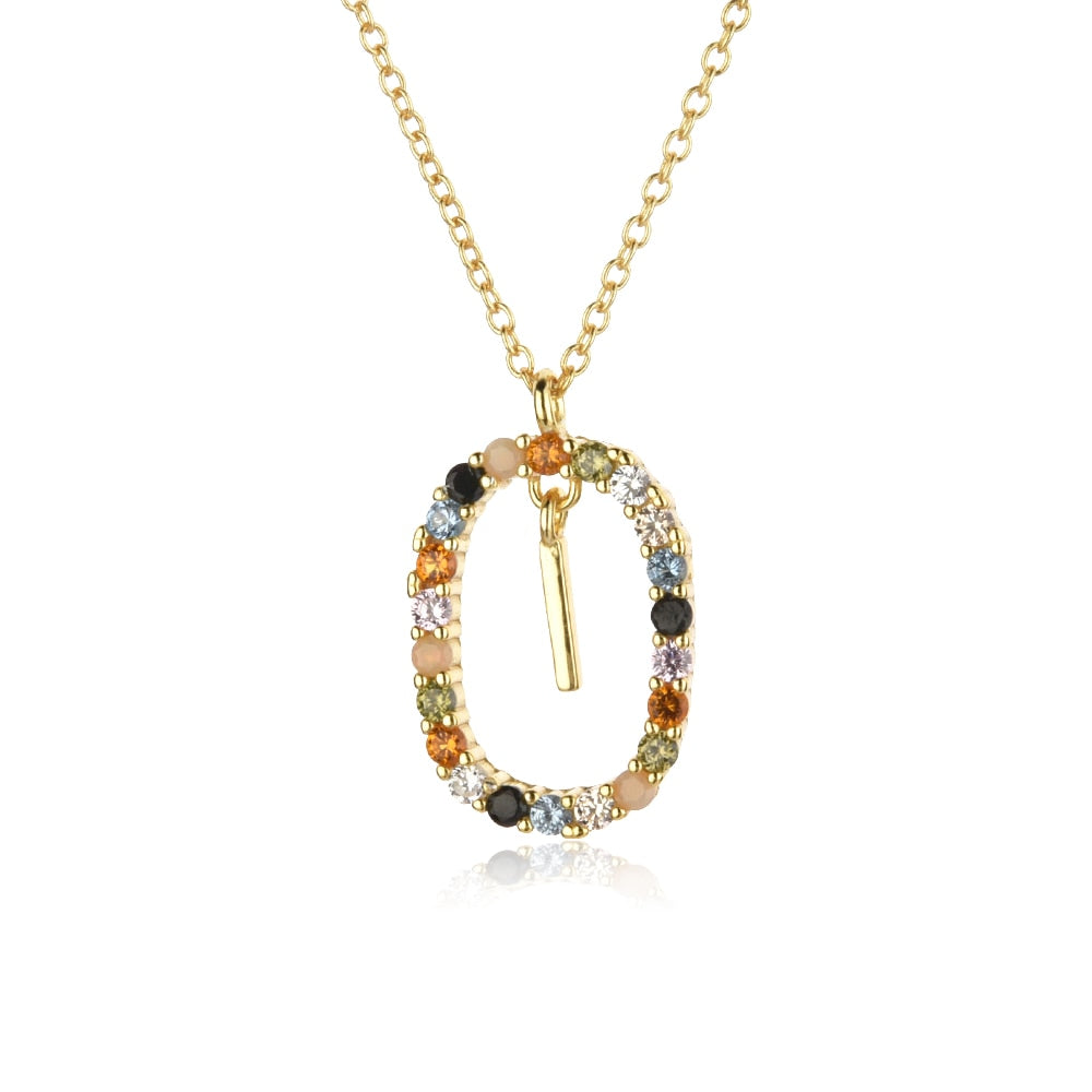 ANDYWEN 925 Sterling Silver Gold Letters A - Z Initial M S C K Alphabet Pendente Long Chain Necklace Say My Name Fine Jewelry