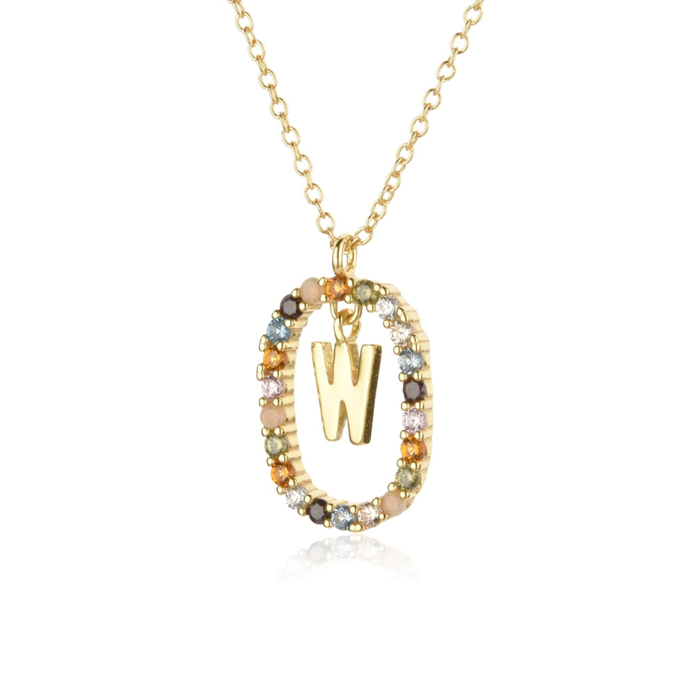ANDYWEN 925 Sterling Silver Gold Letters A - Z Initial M S C K Alphabet Pendente Long Chain Necklace Say My Name Fine Jewelry