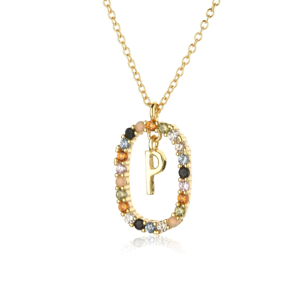 ANDYWEN 925 Sterling Silver Gold Letters A - Z Initial M S C K Alphabet Pendente Long Chain Necklace Say My Name Fine Jewelry