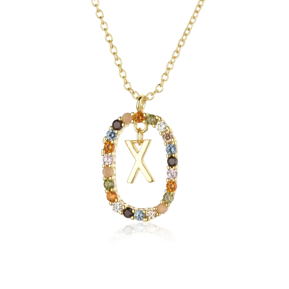 ANDYWEN 925 Sterling Silver Gold Letters A - Z Initial M S C K Alphabet Pendente Long Chain Necklace Say My Name Fine Jewelry