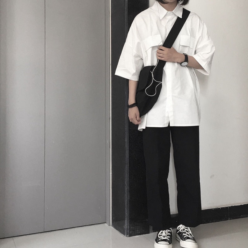 EBAIHUI 2021 Short Sleeve Shirt Women White Turn Down Collar Basic Casual Teen Gril Student Oversize Shirt Women Loose Blouse