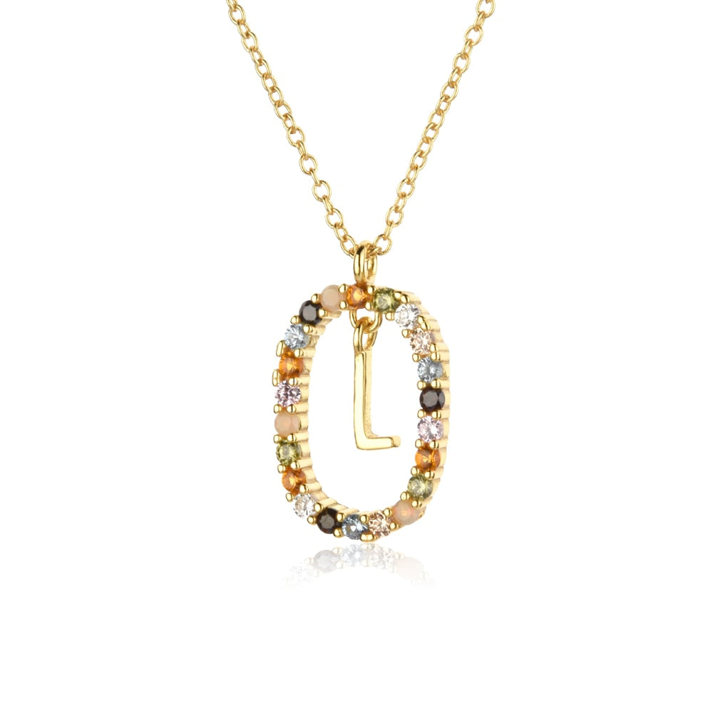 ANDYWEN 925 Sterling Silver Gold Letters A - Z Initial M S C K Alphabet Pendente Long Chain Necklace Say My Name Fine Jewelry