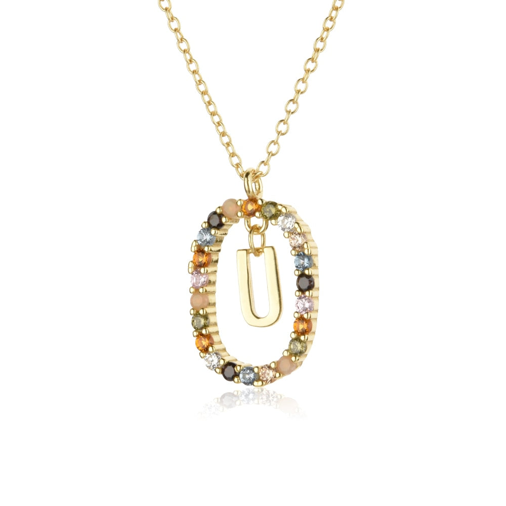 ANDYWEN 925 Sterling Silver Gold Letters A - Z Initial M S C K Alphabet Pendente Long Chain Necklace Say My Name Fine Jewelry