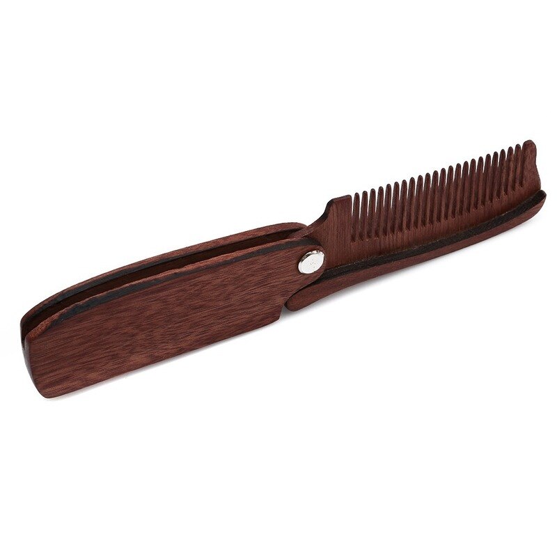 Folding Wooden Beard Comb Men's Waves Brush Hair Beard & Mustache Comb Sandalwood Comb Everyday Grooming Use with
