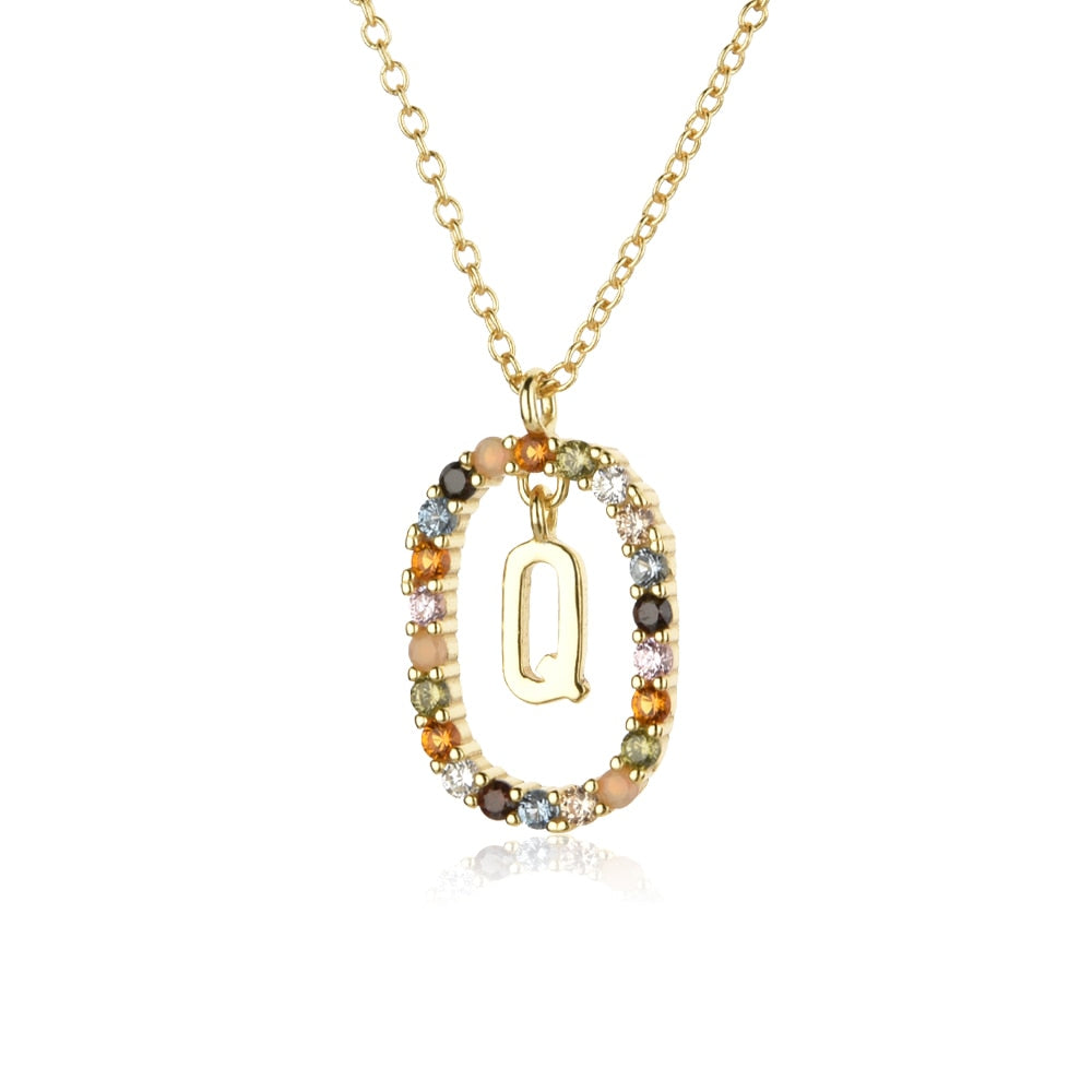 ANDYWEN 925 Sterling Silver Gold Letters A - Z Initial M S C K Alphabet Pendente Long Chain Necklace Say My Name Fine Jewelry