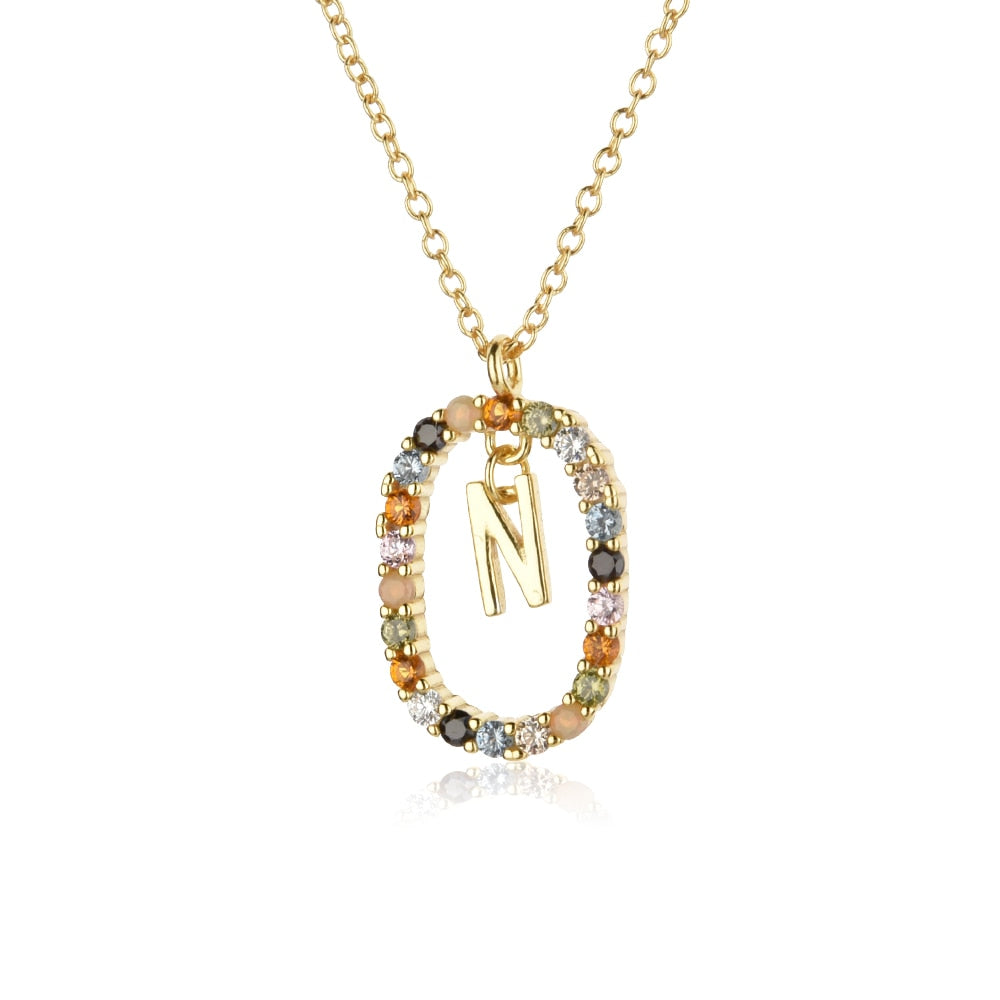 ANDYWEN 925 Sterling Silver Gold Letters A - Z Initial M S C K Alphabet Pendente Long Chain Necklace Say My Name Fine Jewelry
