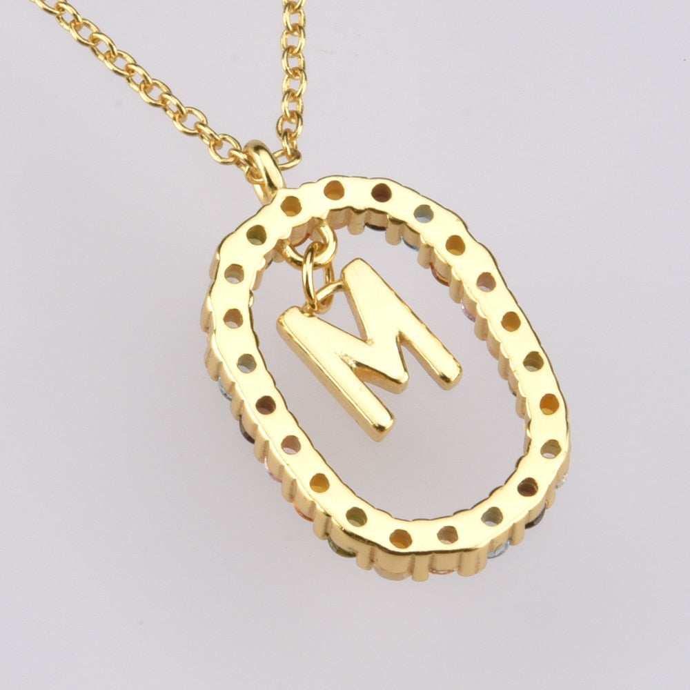 ANDYWEN 925 Sterling Silver Gold Letters A - Z Initial M S C K Alphabet Pendente Long Chain Necklace Say My Name Fine Jewelry