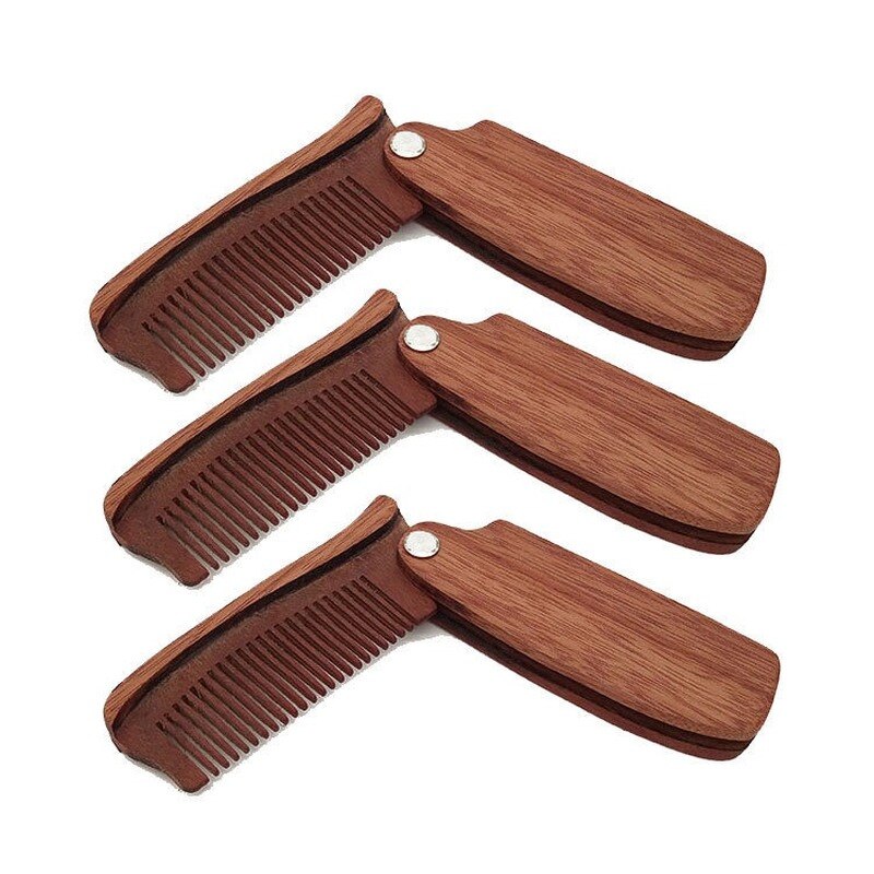 Folding Wooden Beard Comb Men's Waves Brush Hair Beard & Mustache Comb Sandalwood Comb Everyday Grooming Use with