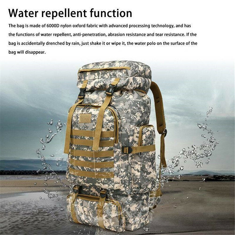 80L Outdoor Tactical Backpack Waterproof Large Sport survival gear Hiking Camping Military Bag Rucksack survival gear Camping