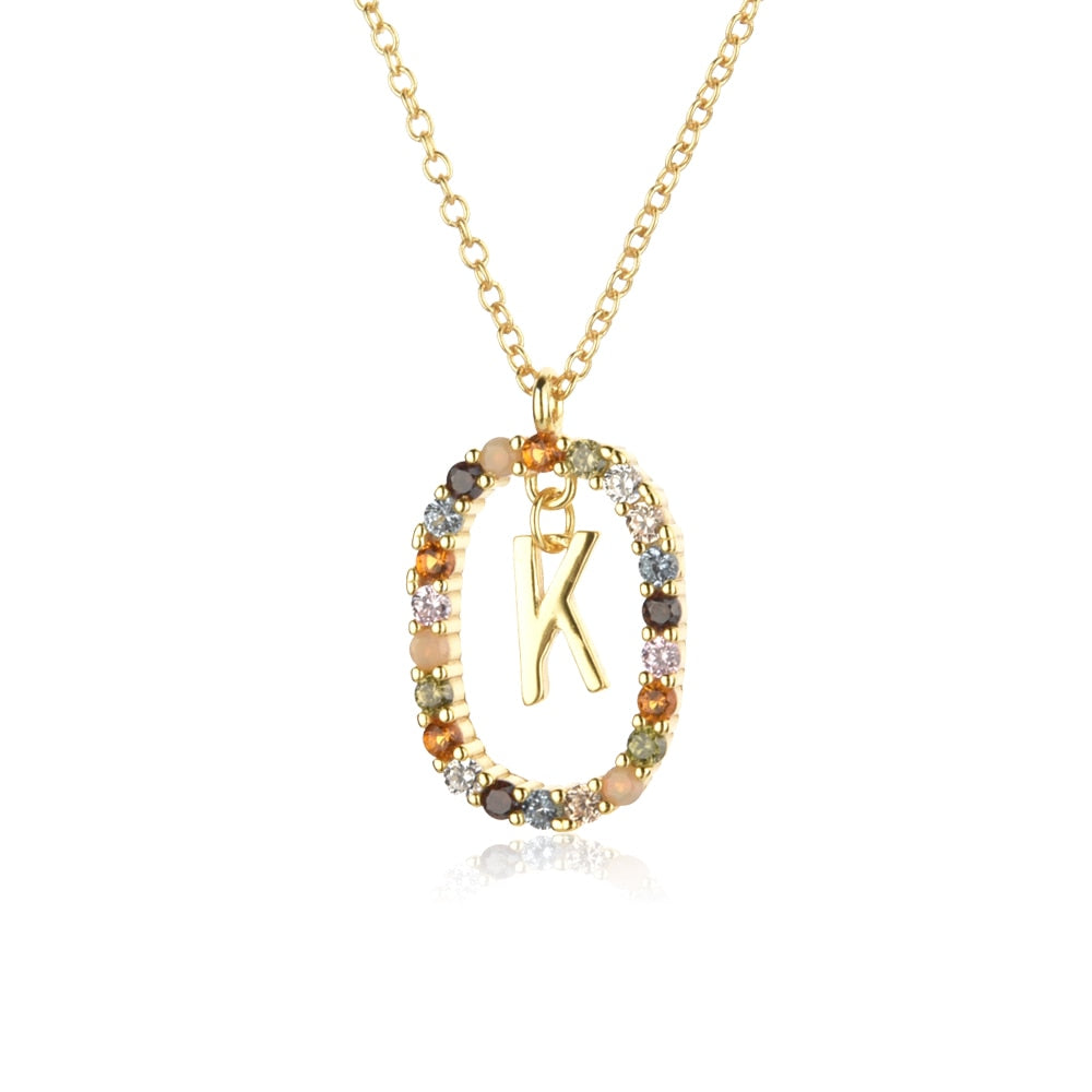 ANDYWEN 925 Sterling Silver Gold Letters A - Z Initial M S C K Alphabet Pendente Long Chain Necklace Say My Name Fine Jewelry