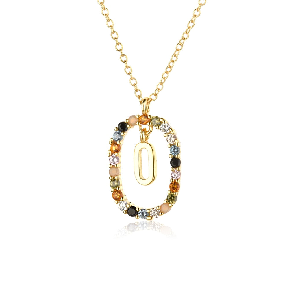 ANDYWEN 925 Sterling Silver Gold Letters A - Z Initial M S C K Alphabet Pendente Long Chain Necklace Say My Name Fine Jewelry