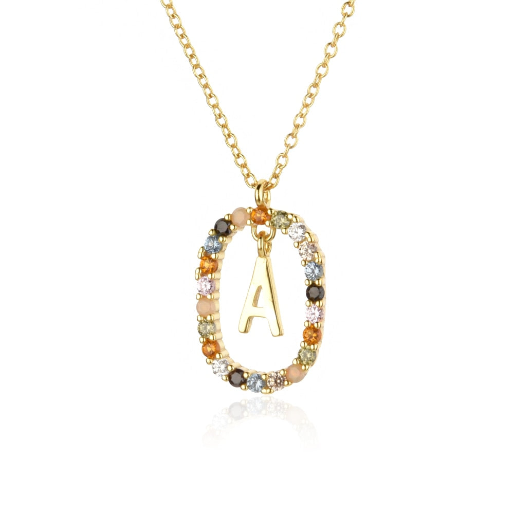 ANDYWEN 925 Sterling Silver Gold Letters A - Z Initial M S C K Alphabet Pendente Long Chain Necklace Say My Name Fine Jewelry
