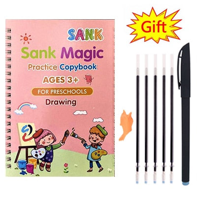 Free Shipping SANK Copybooks Pen Magic Copy Book Free Wiping Children's Kids Writing Sticker Practice Copybook For Calligraphy
