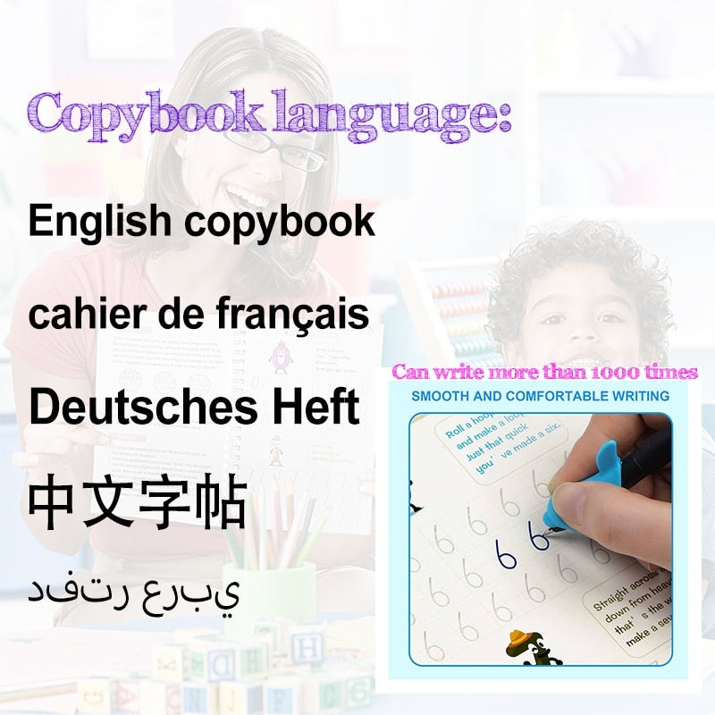 Free Shipping SANK Copybooks Pen Magic Copy Book Free Wiping Children's Kids Writing Sticker Practice Copybook For Calligraphy