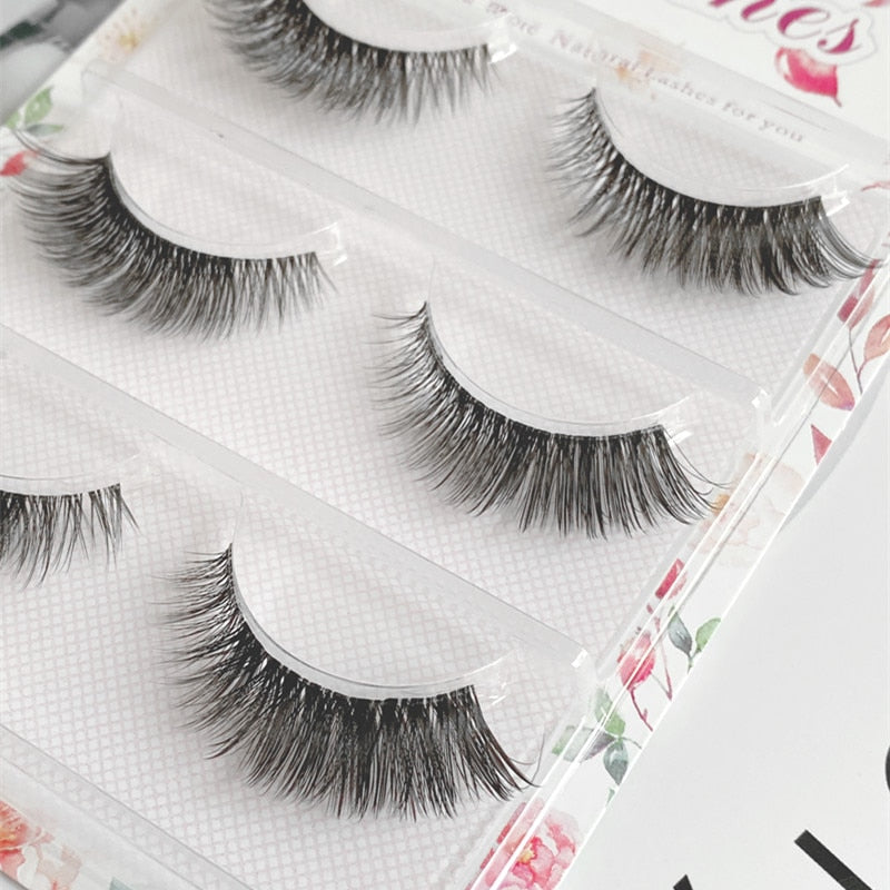NEW Wholesale Mink Eyelashes 3pair lashes invisible band mink lashes reusable false eyelashes Makeup in Bulk