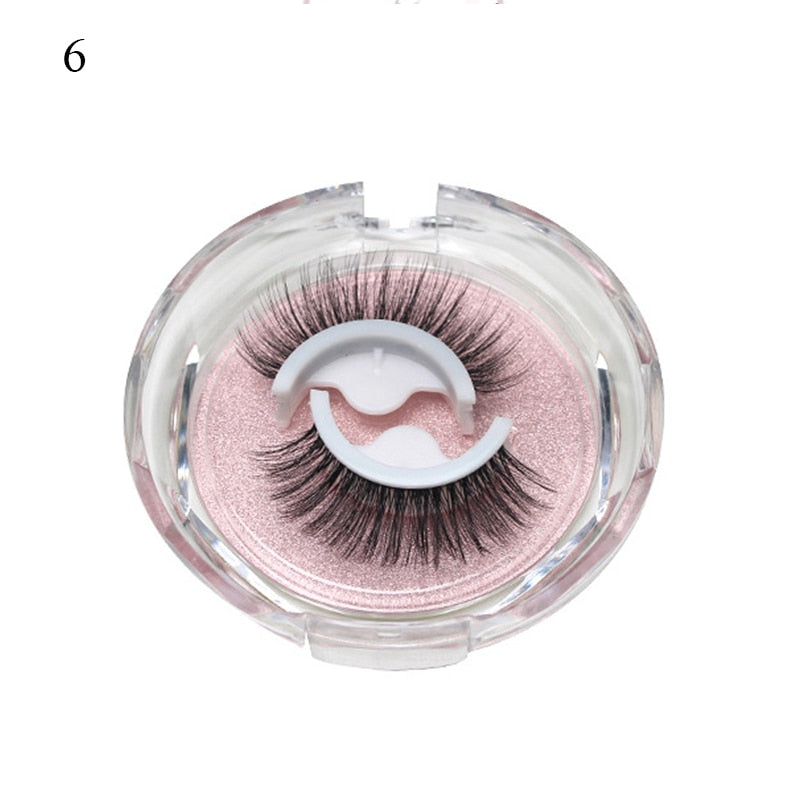 1Pair Reusable Self-adhesive False Eyelashes 3D Mink Lashes Glue-free Eyelash Extension 3 Seconds to Wear No Glue Needed Lashes