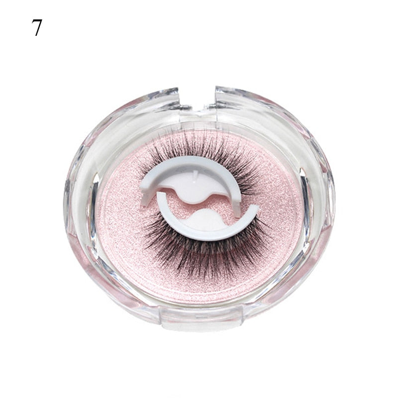 1Pair Reusable Self-adhesive False Eyelashes 3D Mink Lashes Glue-free Eyelash Extension 3 Seconds to Wear No Glue Needed Lashes