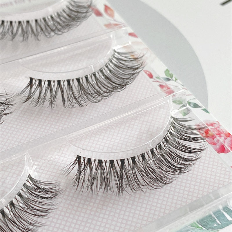 NEW Wholesale Mink Eyelashes 3pair lashes invisible band mink lashes reusable false eyelashes Makeup in Bulk