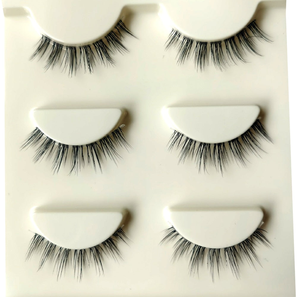 NEW Wholesale Mink Eyelashes 3pair lashes invisible band mink lashes reusable false eyelashes Makeup in Bulk