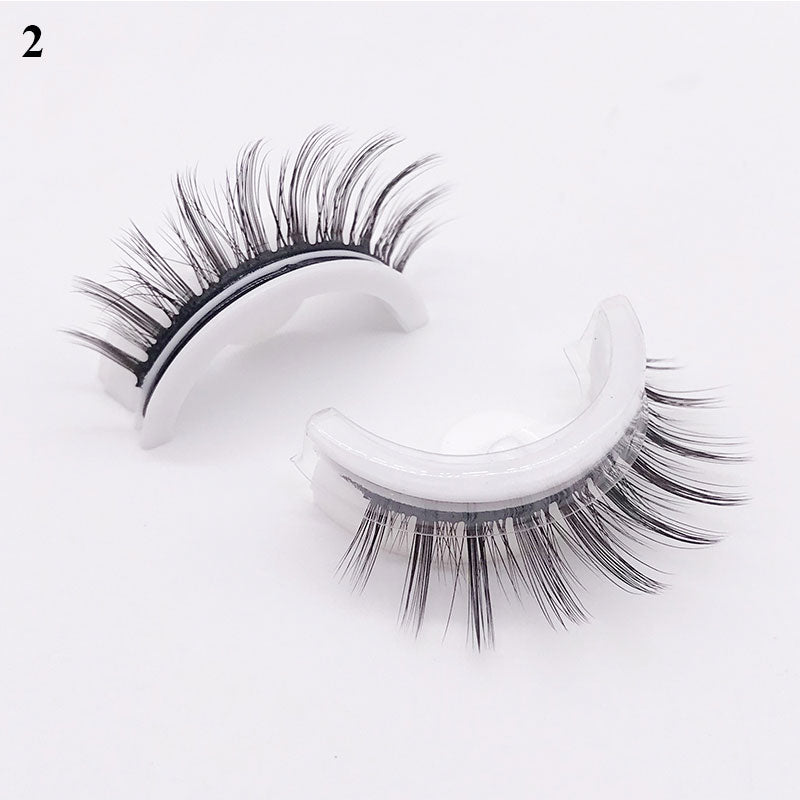1Pair Reusable Self-adhesive False Eyelashes 3D Mink Lashes Glue-free Eyelash Extension 3 Seconds to Wear No Glue Needed Lashes