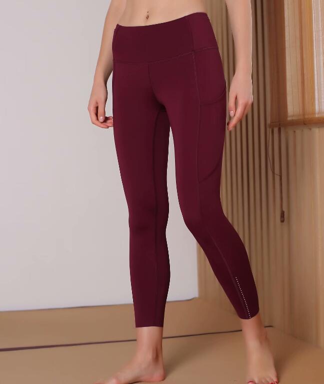2022 Workout Gym Sport Suits Women Pocket High Waist Sports Tight Leggings 4-way Stretch Fabric 7/8 pant size XS-XL